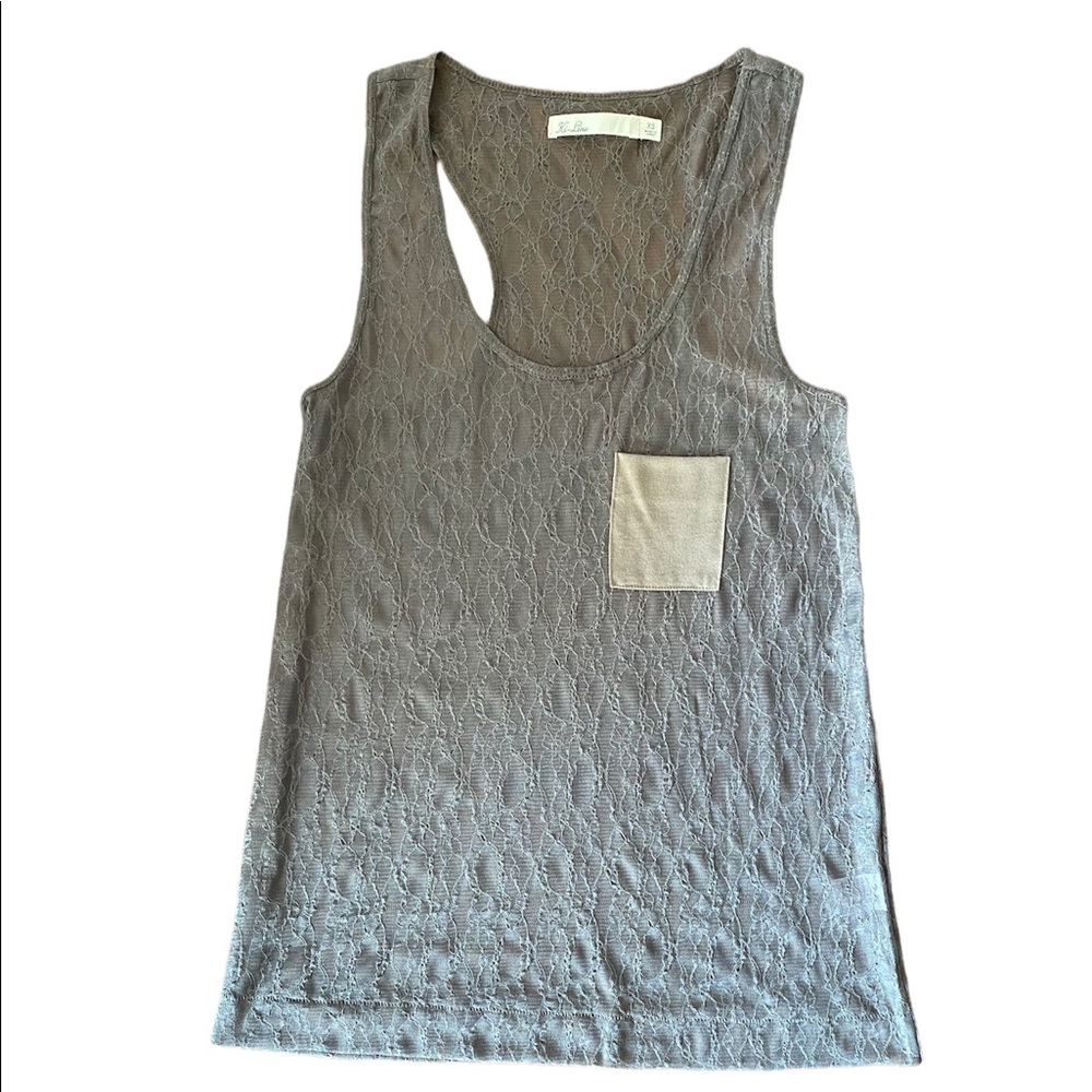 [Hi-Line] Tan/Army Green Lace Racerback Tank Top
